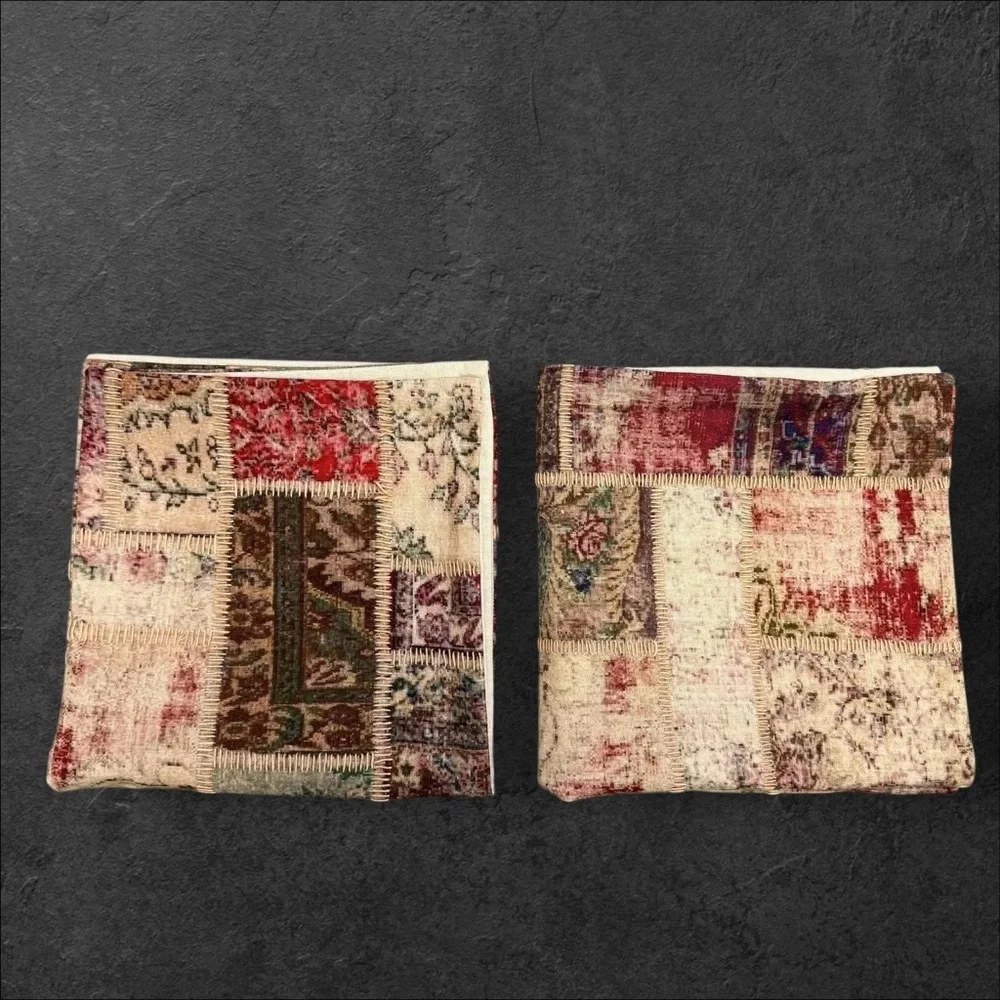 Pottery Barn Callen‎ Printed  Pillow Sham Patchwork Linen Cotton 22x22